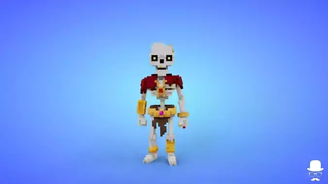 Voxel Skeleton Warrior 5 - 3D Fantasy Character Game Asset Low-poly 3D model
