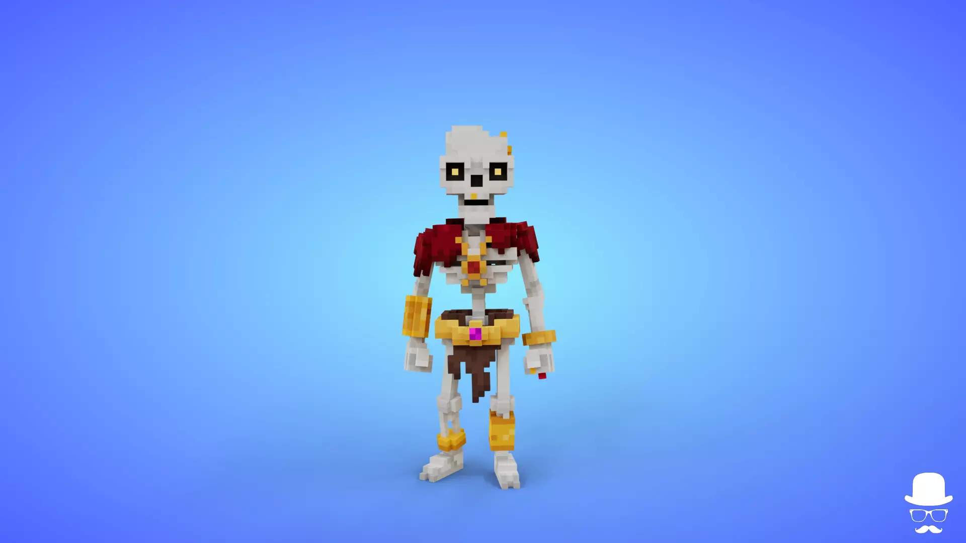 Voxel Skeleton Warrior 5 - 3D Fantasy Character Game Asset Low-poly 3D model