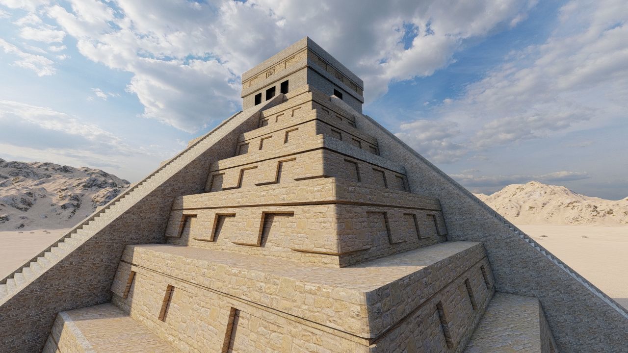 Zigurat ancient pyramid-Ziggurat Temple 3D model_14