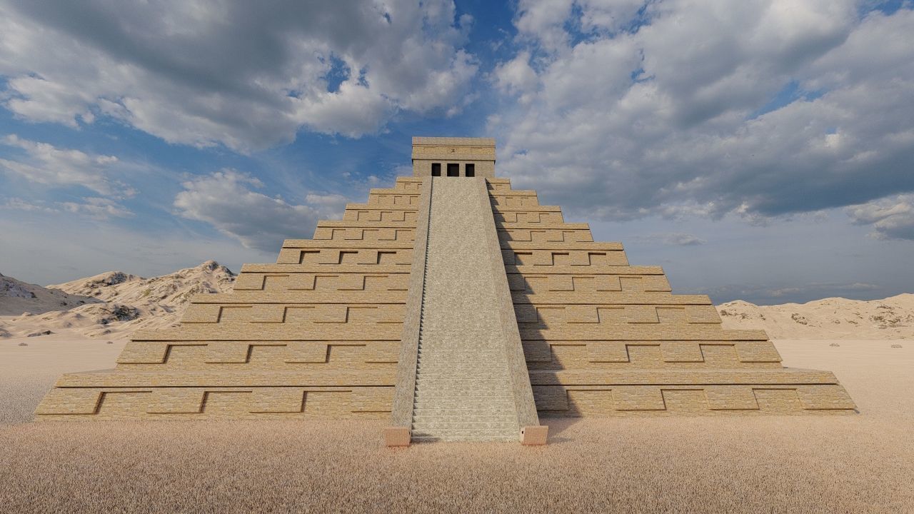 Zigurat ancient pyramid-Ziggurat Temple 3D model_2