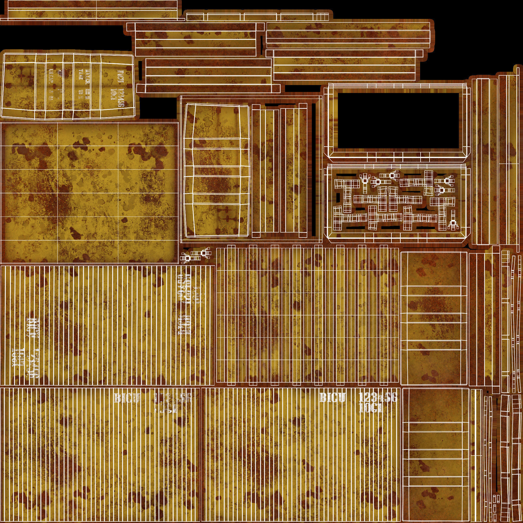 10Ft Cargo Container - Yellow 3D Model Collection_35