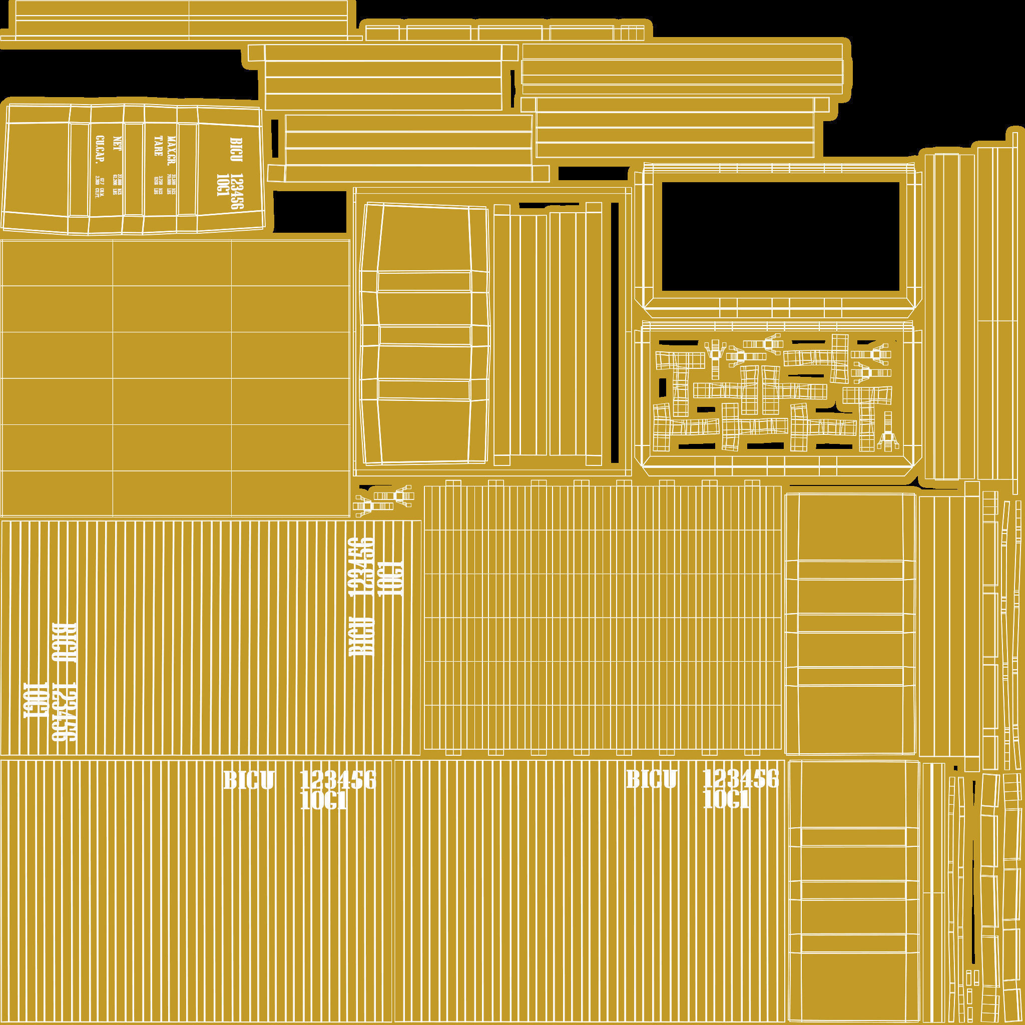 10Ft Cargo Container - Yellow 3D Model Collection_31