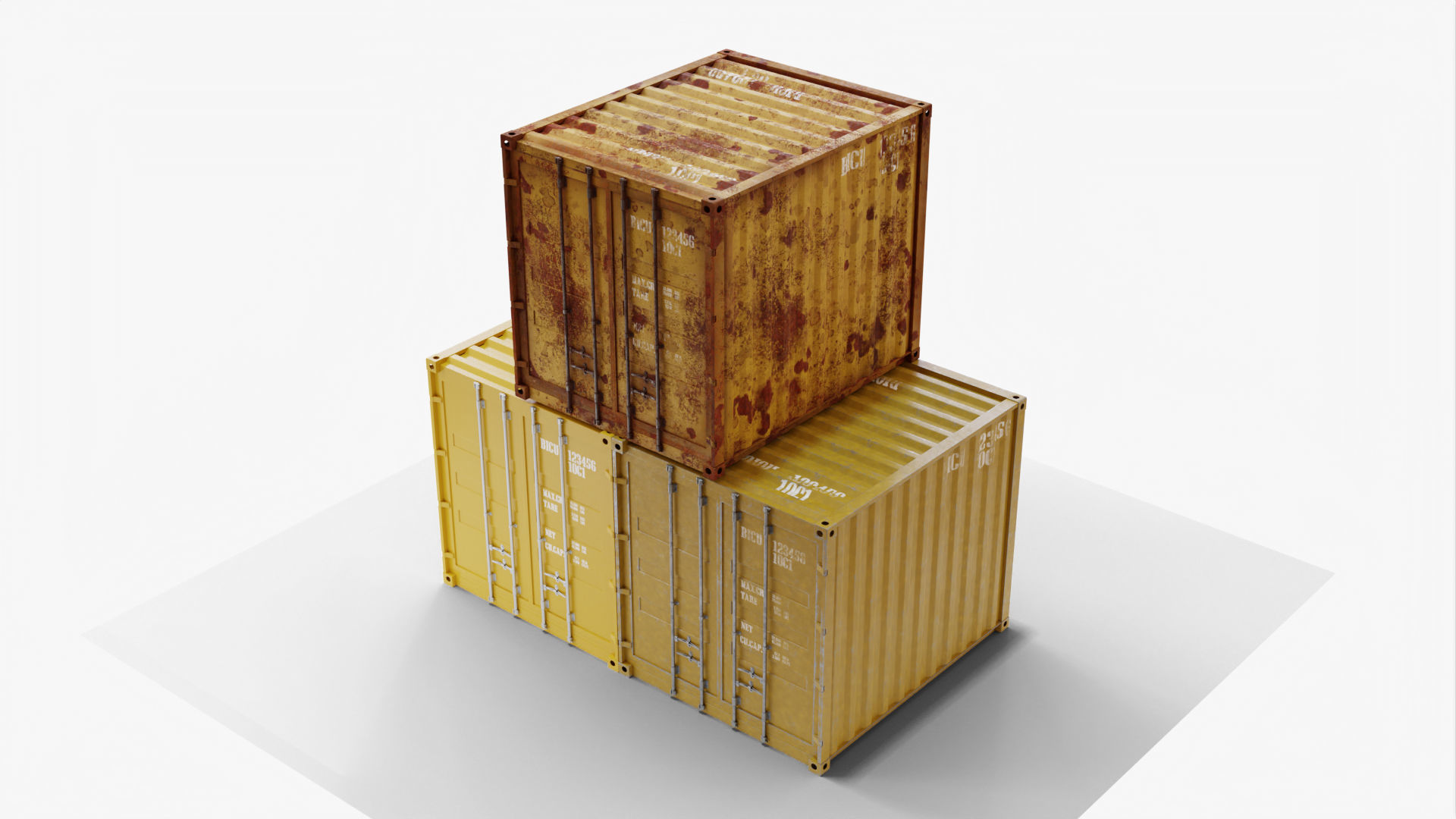 10Ft Cargo Container - Yellow 3D Model Collection_5