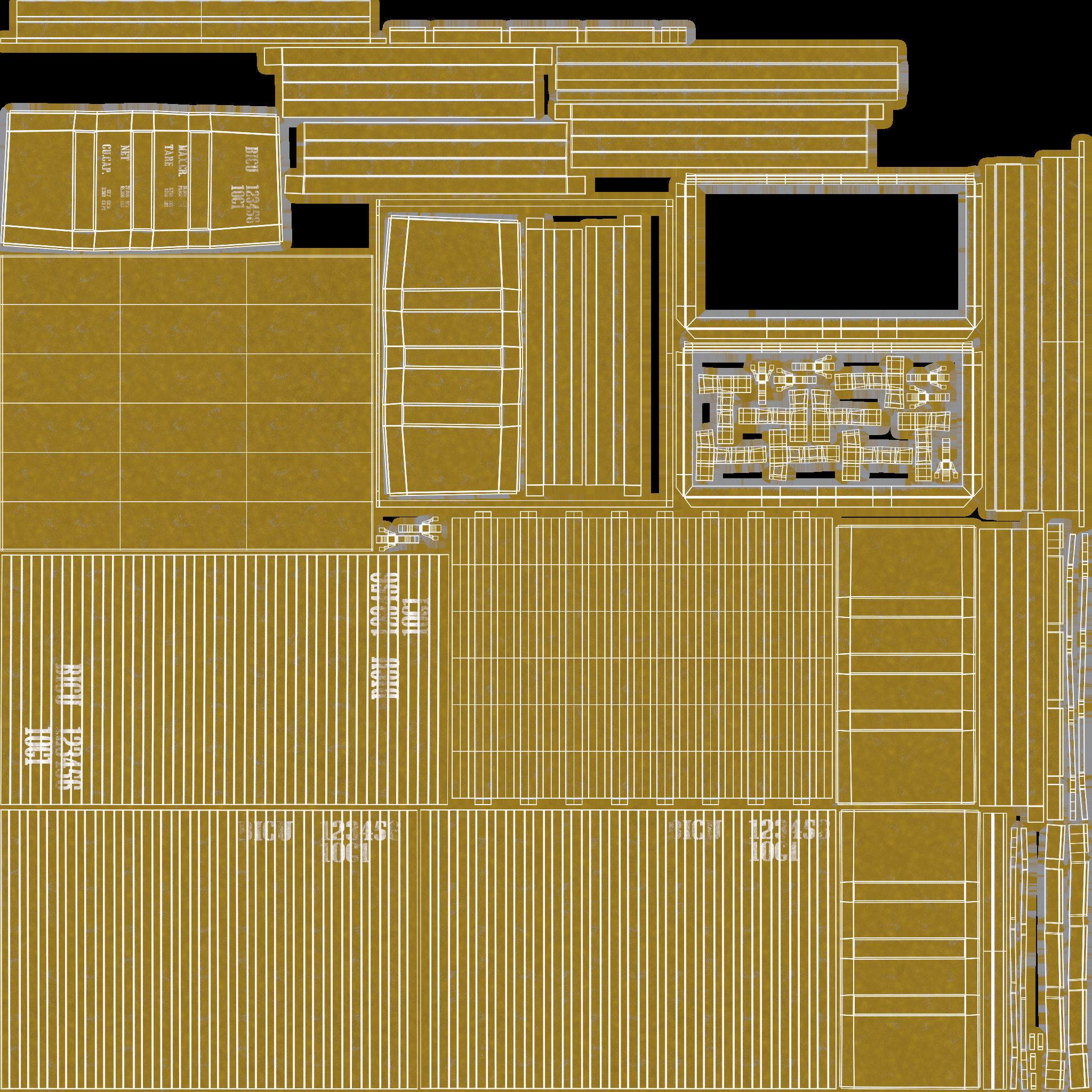 10Ft Cargo Container - Yellow 3D Model Collection_33