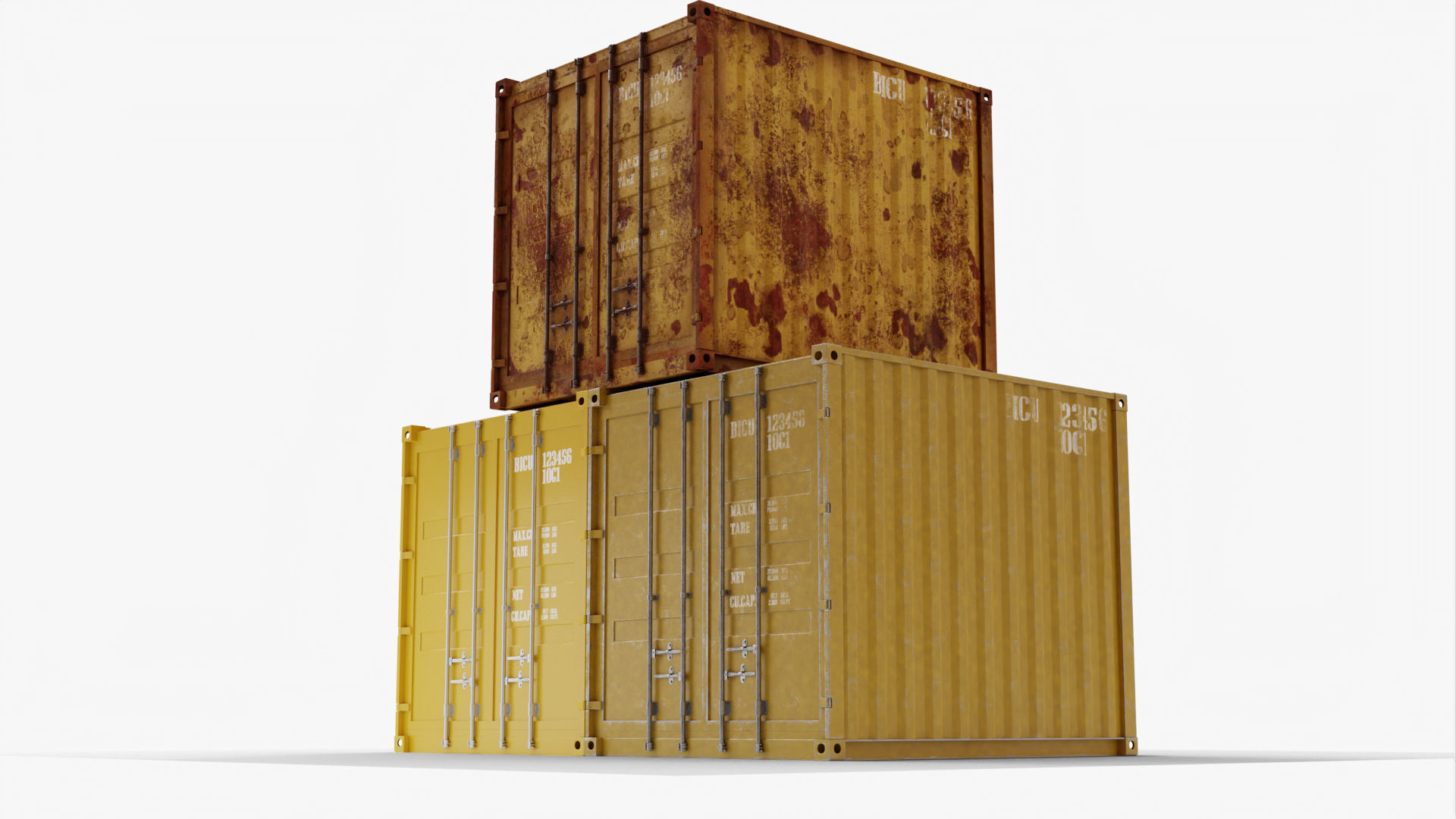 10Ft Cargo Container - Yellow 3D Model Collection_4