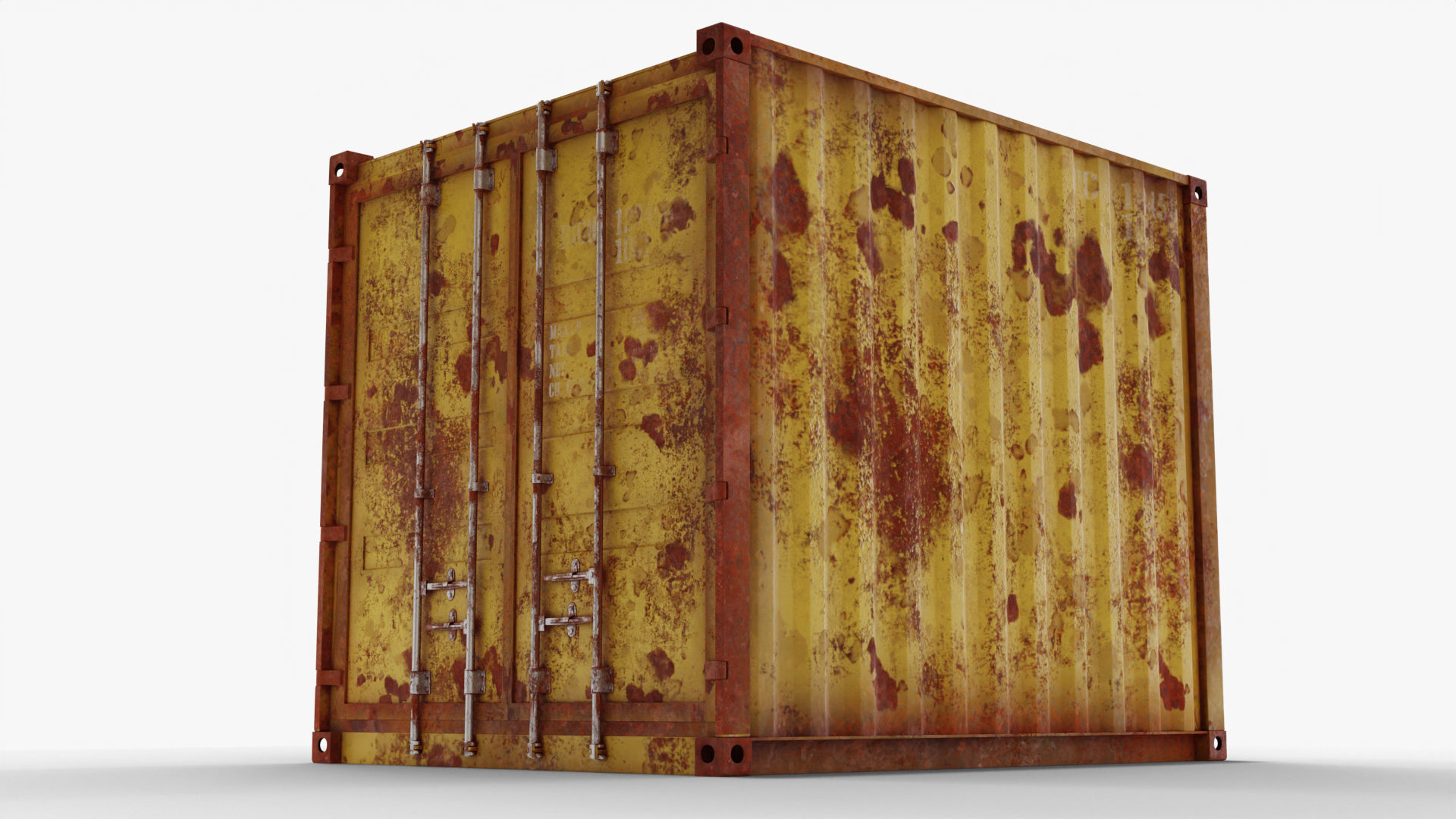 10Ft Cargo Container - Yellow 3D Model Collection_11