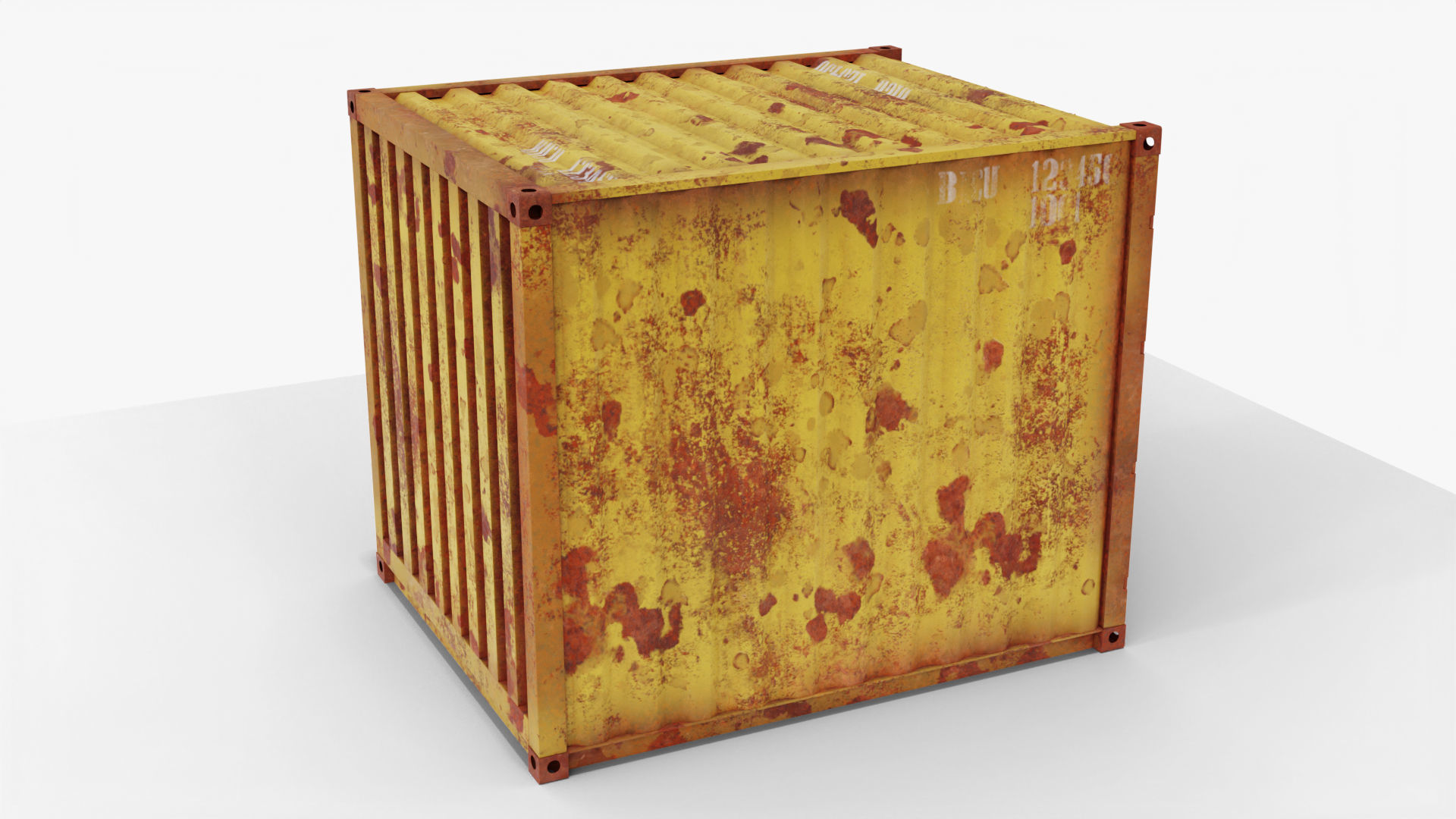 10Ft Cargo Container - Yellow 3D Model Collection_14