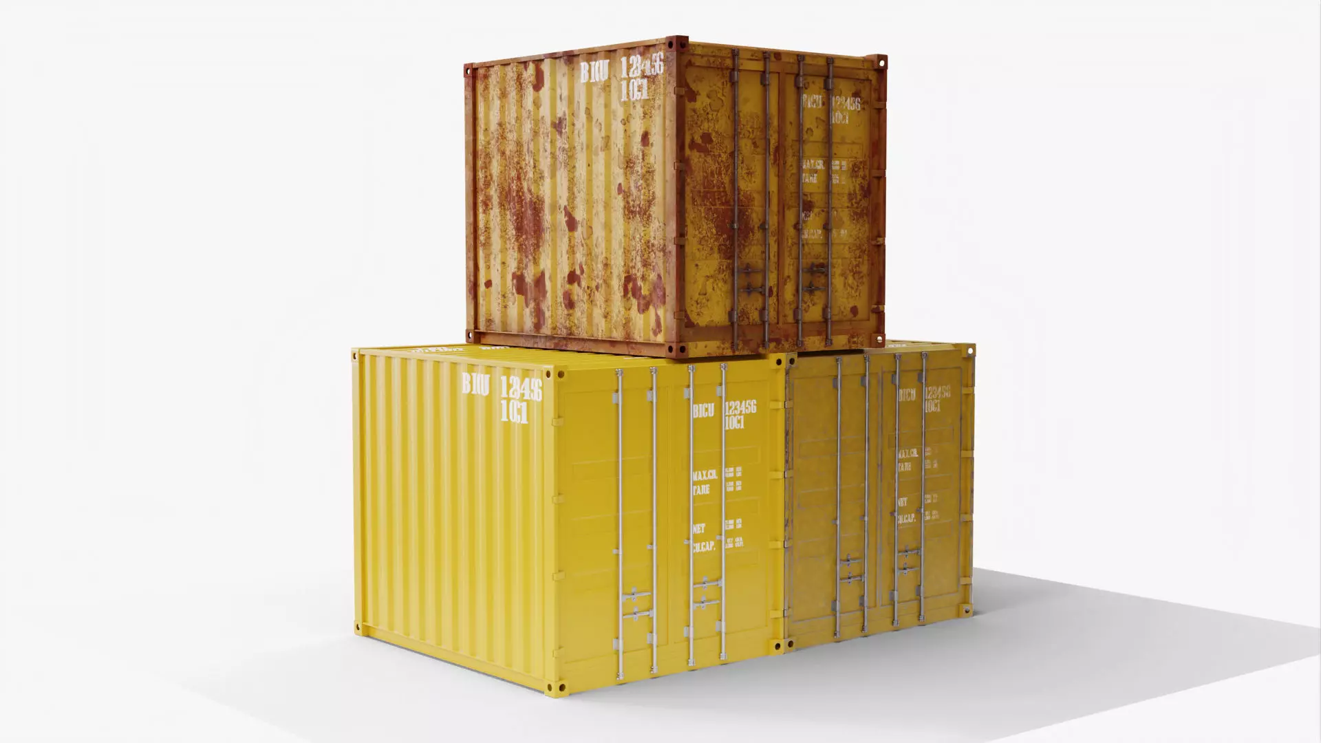 10Ft Cargo Container - Yellow 3D Model Collection_0