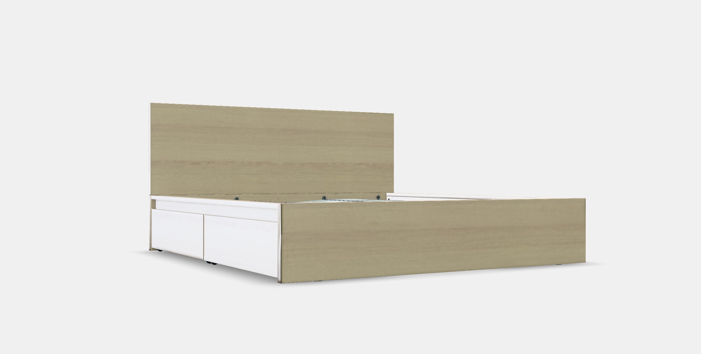 MALM Bed frame high w 4 storage boxes 5 Low-poly 3D model_8