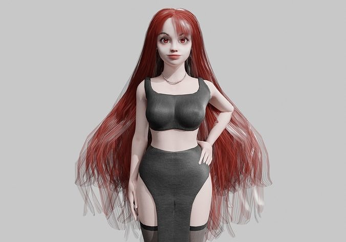 stylized young Woman V34681  Low-poly 3D model