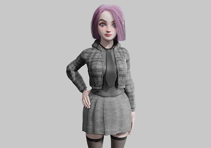 stylized cute Woman V38830  Low-poly 3D model