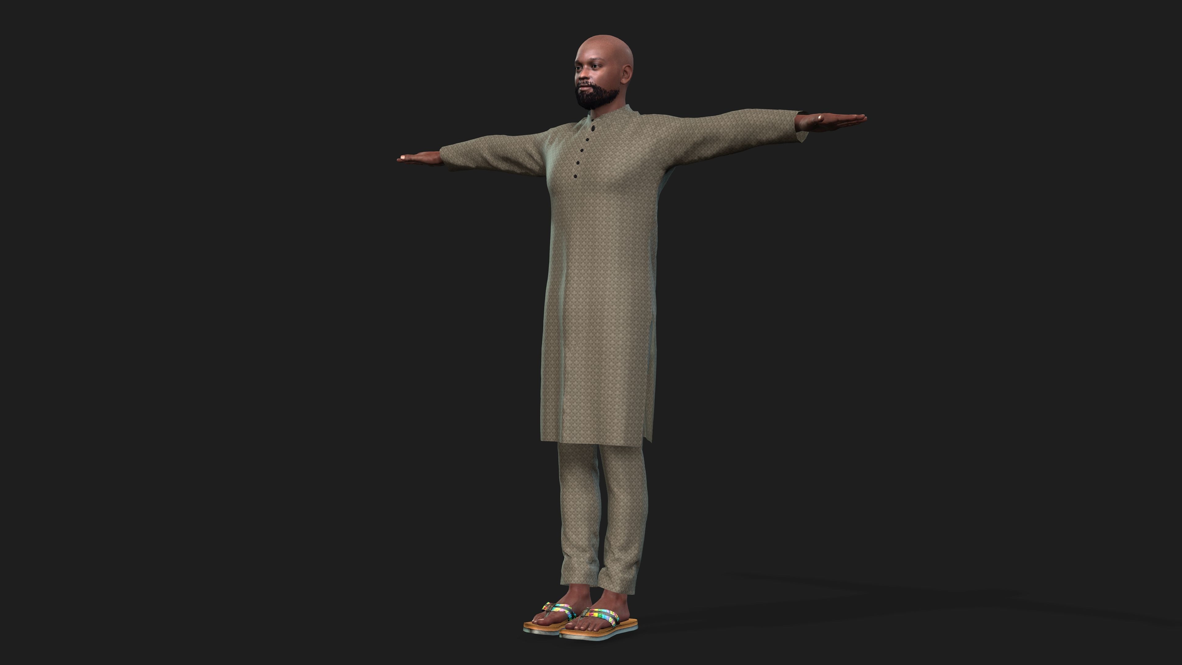 man in kurta shalwar 3D model_5