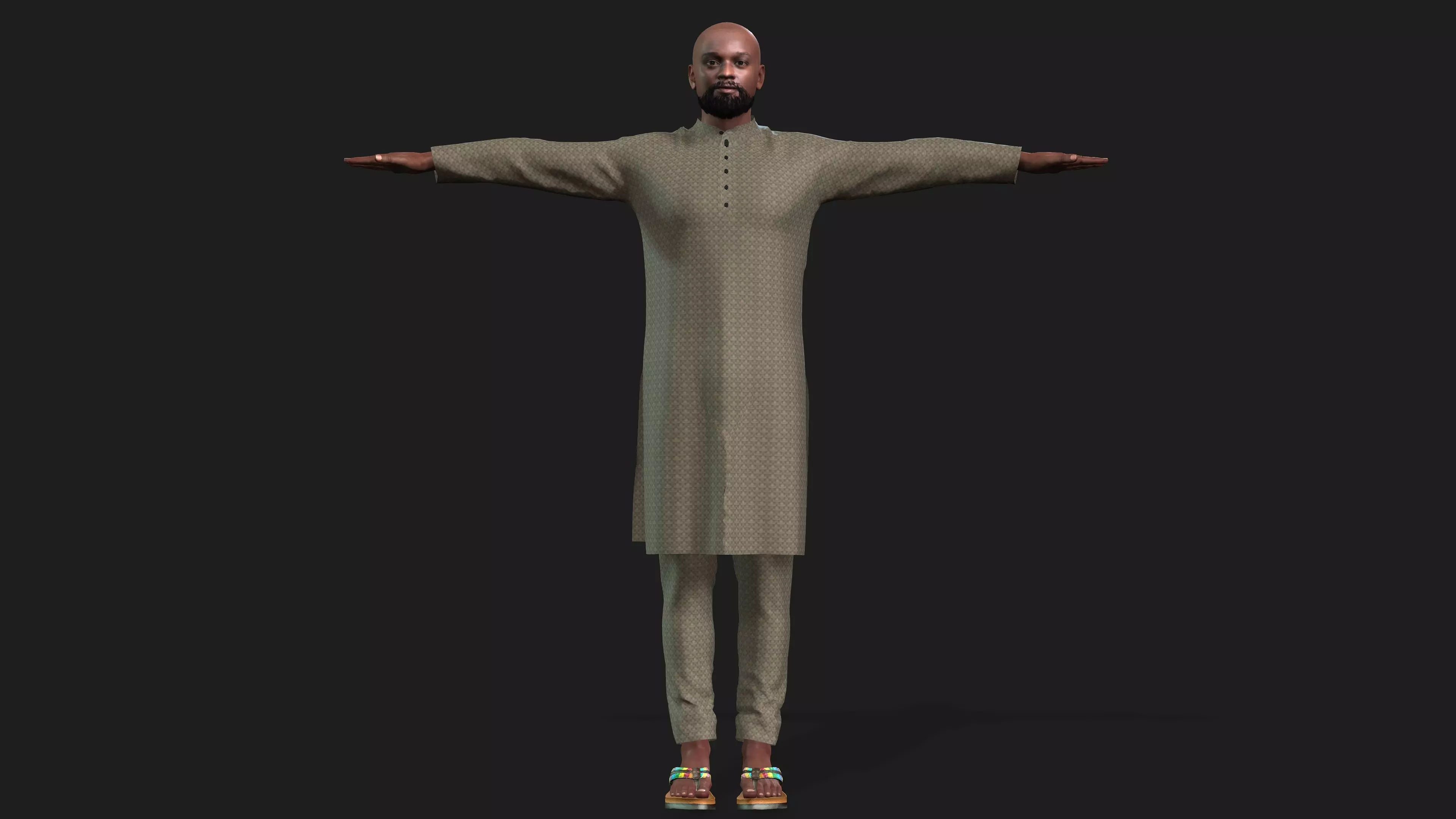 man in kurta shalwar 3D model_0