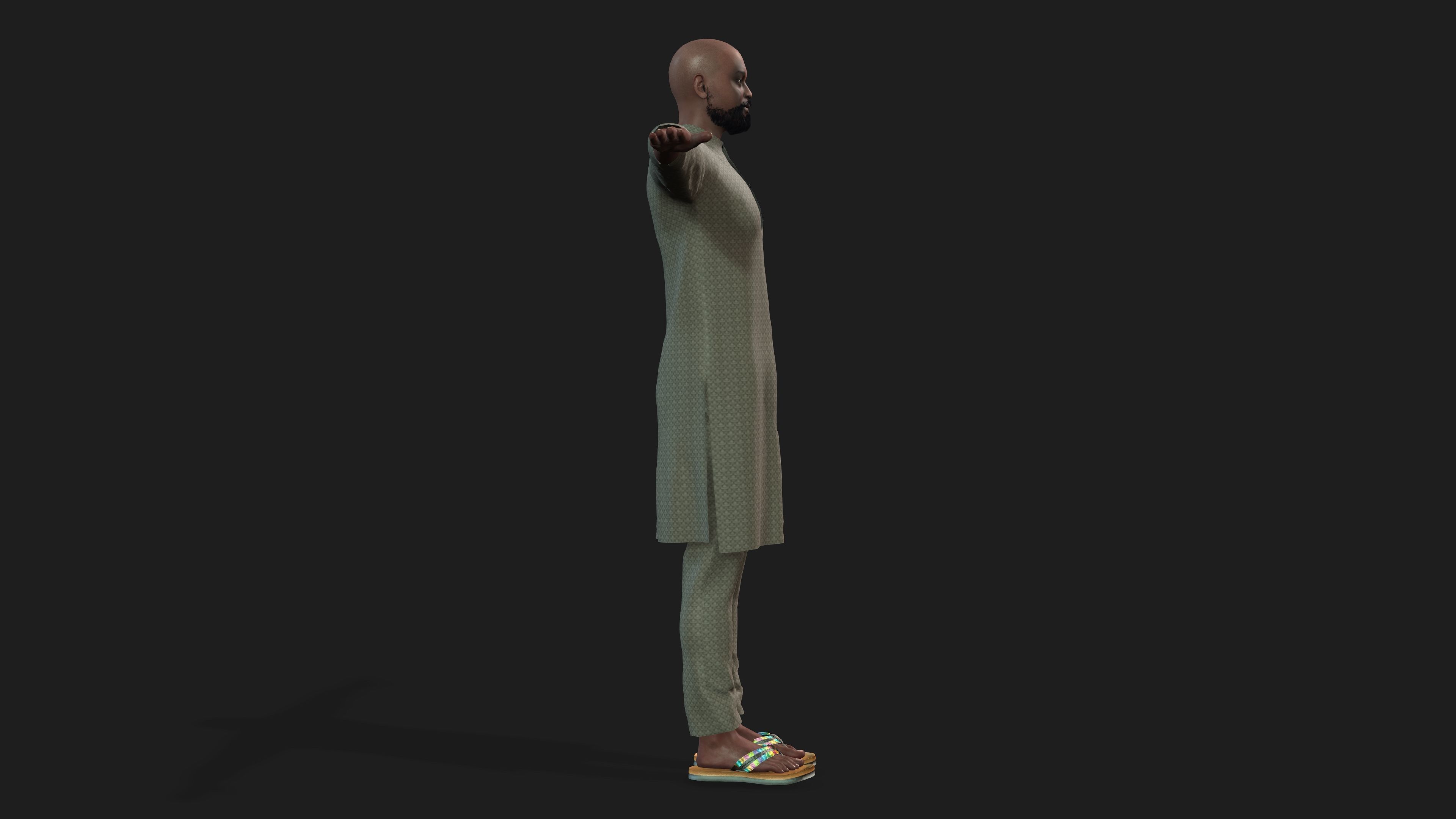 man in kurta shalwar 3D model_6