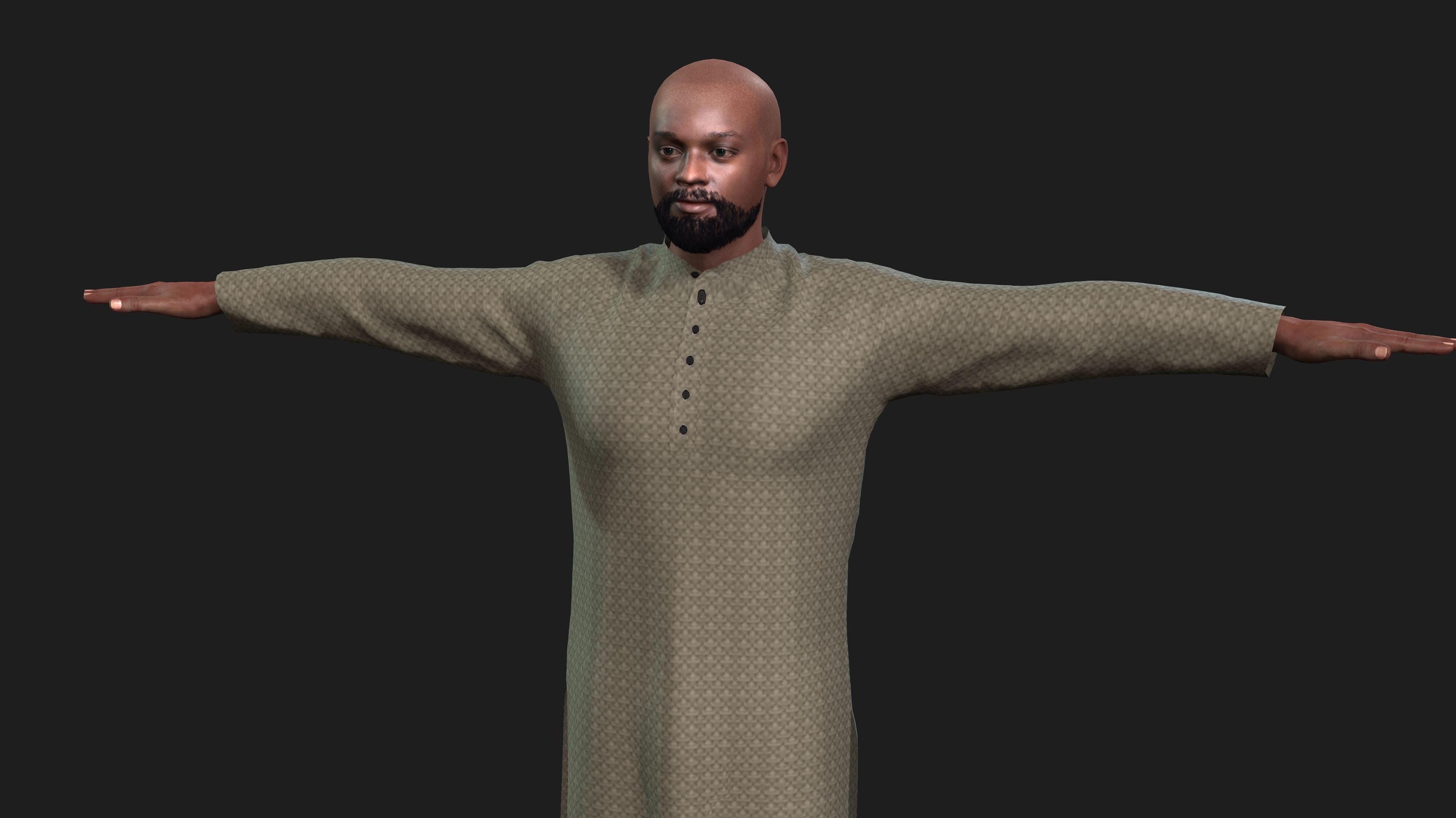 man in kurta shalwar 3D model_3