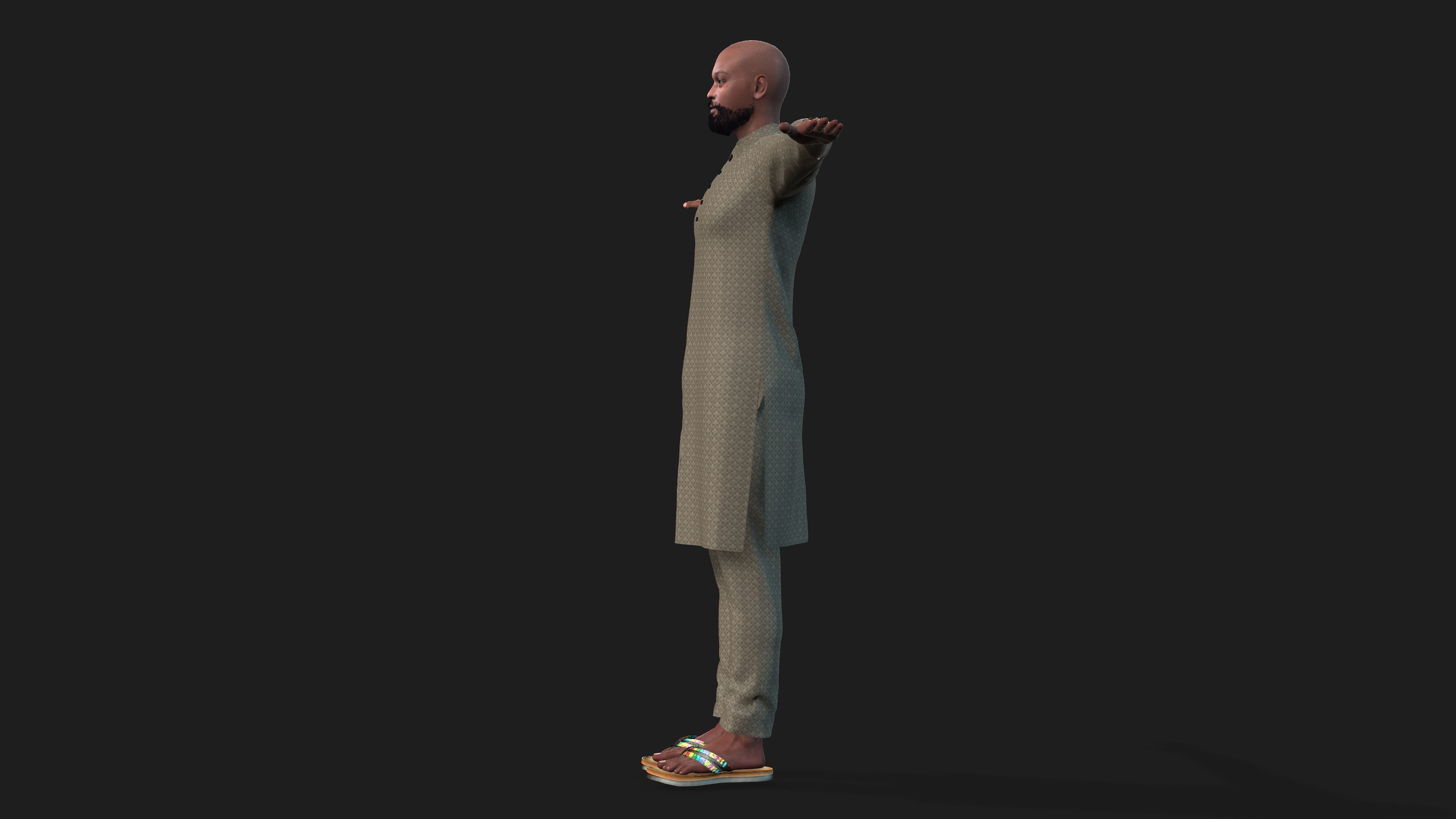 man in kurta shalwar 3D model_9