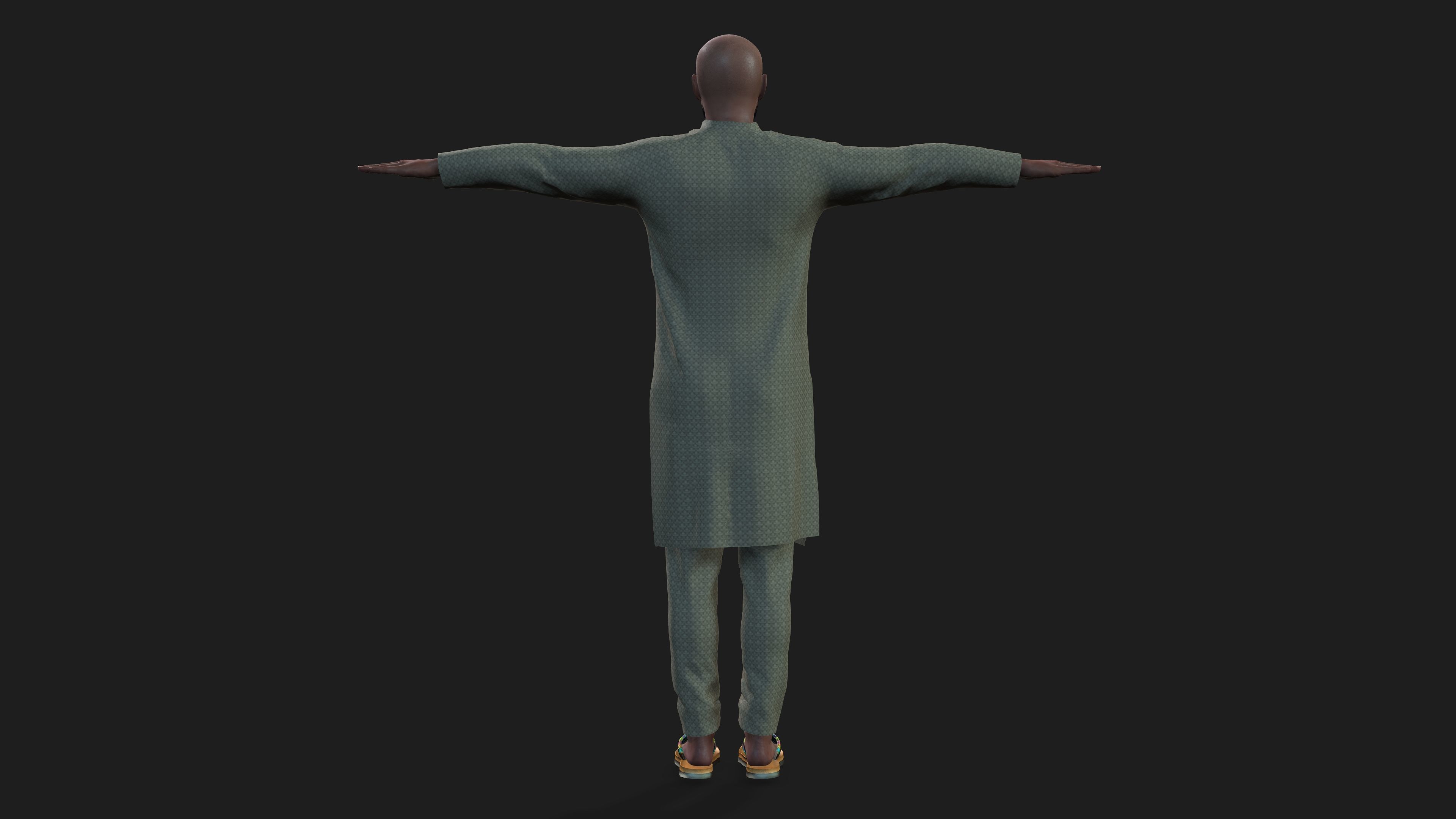 man in kurta shalwar 3D model_7