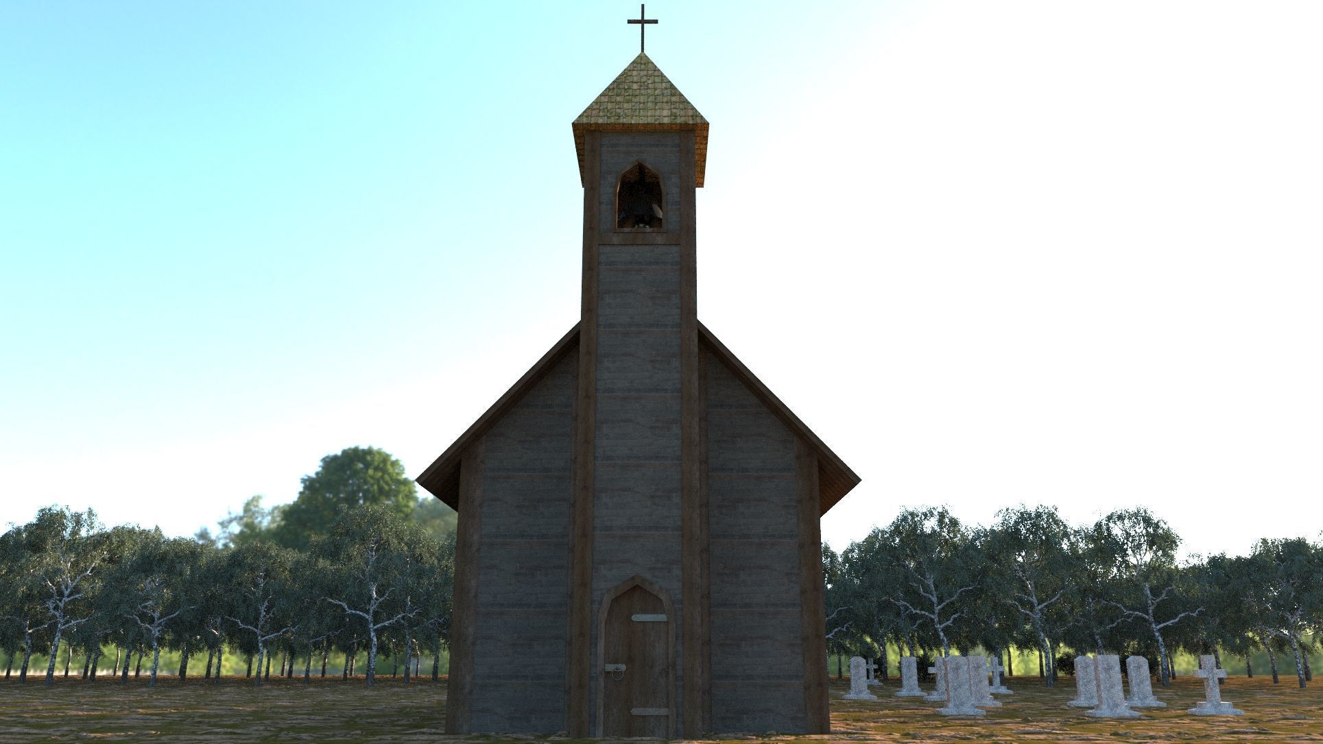 Medieval Church Low-poly 3D model_2