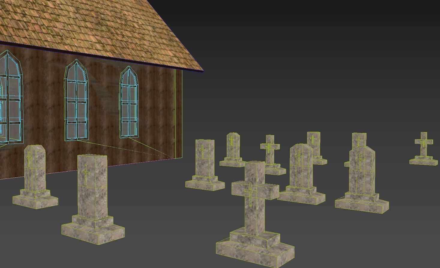 Medieval Church Low-poly 3D model_5