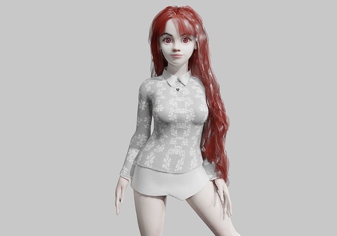 cute teen woman V39010  Low-poly 3D model