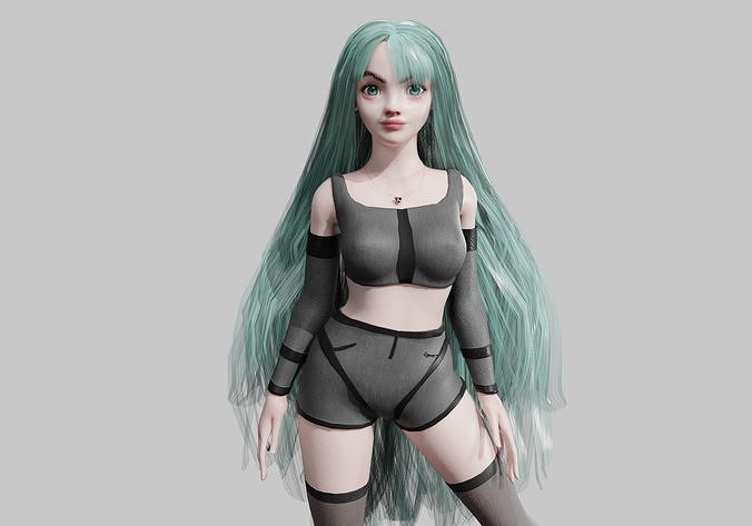 cute stylized woman V35552  Low-poly 3D model