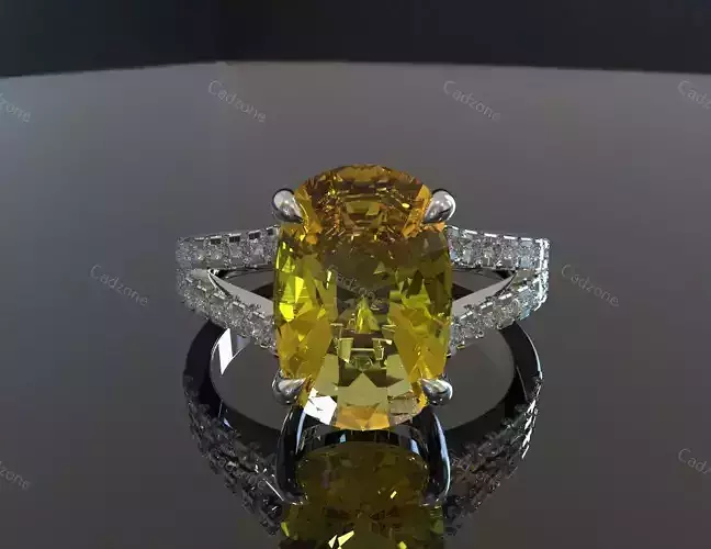 Elegant White Gold Cushion Diamond Ring-3D Model 3D print model