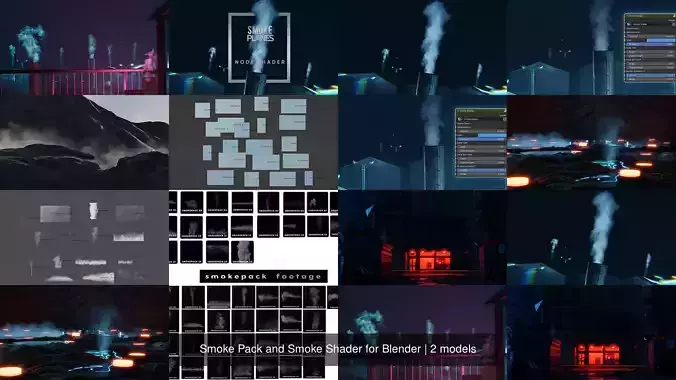 Smoke Pack and Smoke Shader for Blender 3D Model Collection