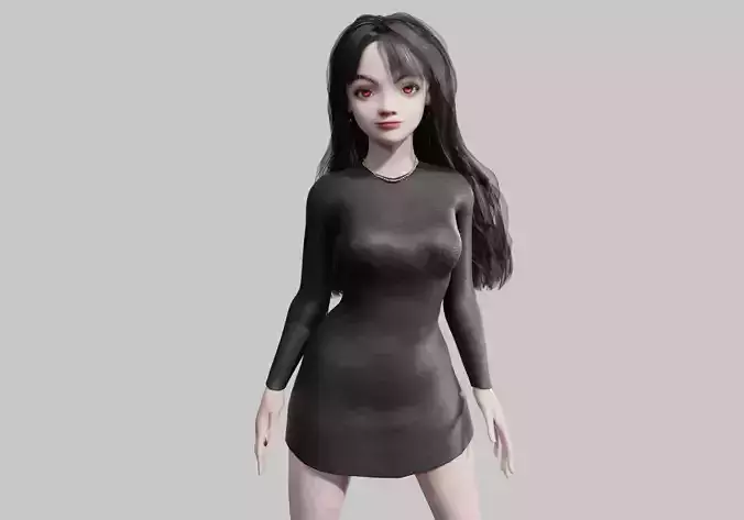 Cartoon mysterious Woman V35383  Low-poly 3D model