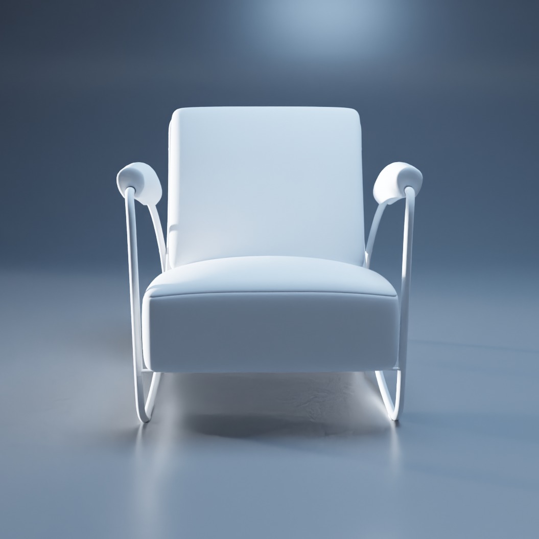 Low-Poly Game-Ready Modern Armchair 3D Model Low-poly 3D model_1