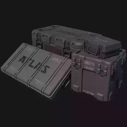 Military Cases Prop Pack Free low-poly 3D model