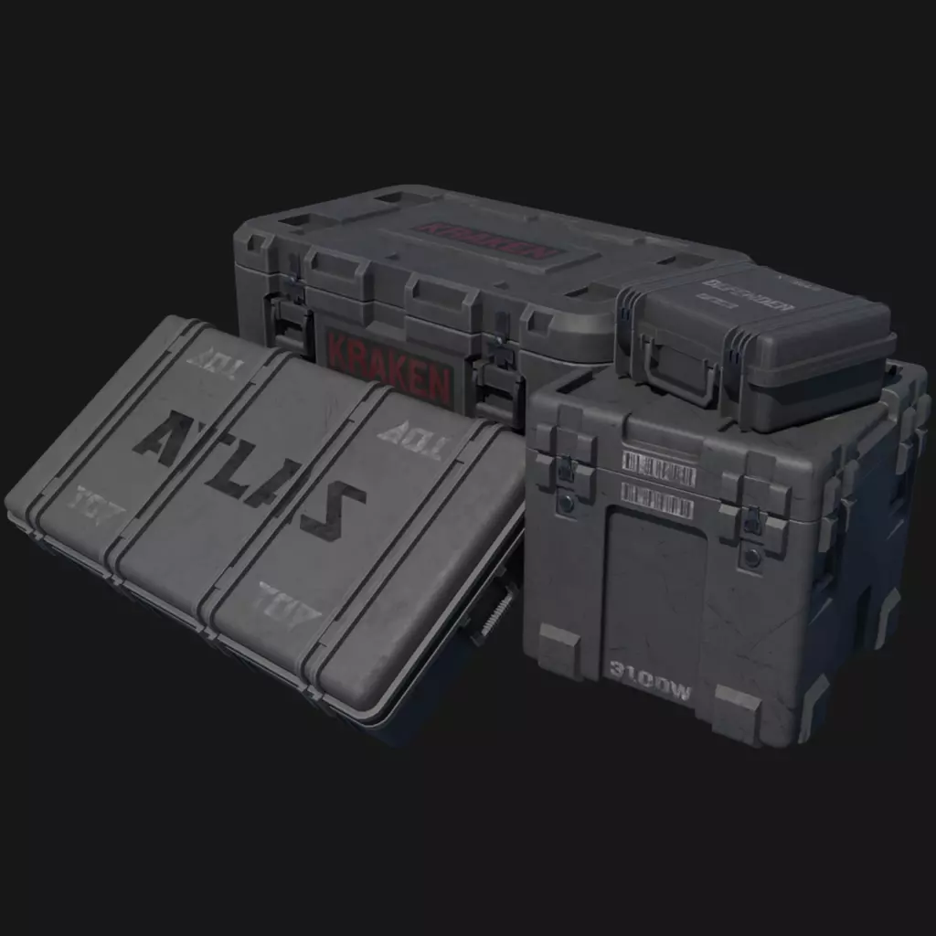 Military Cases Prop Pack Free low-poly 3D model_0