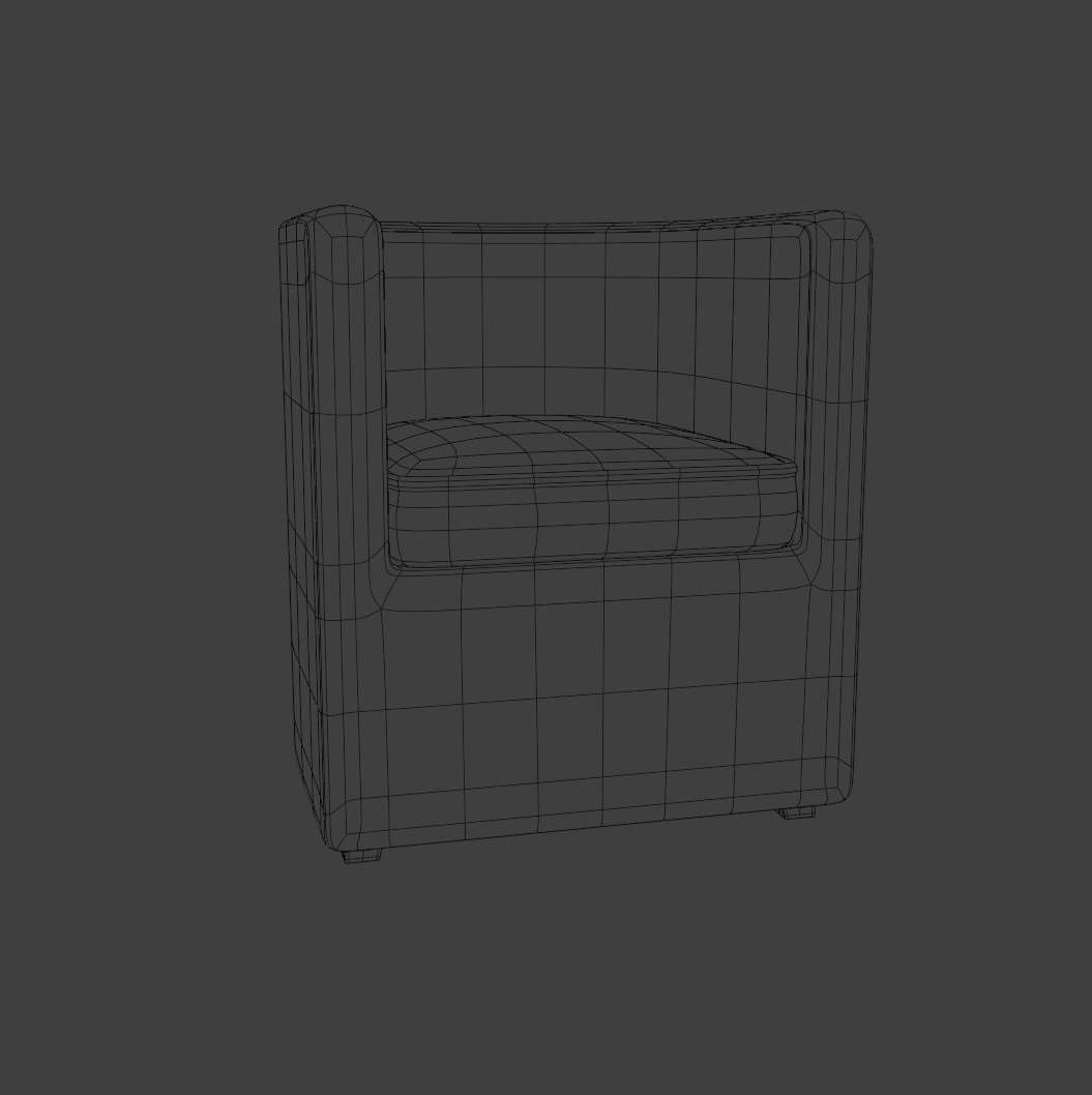Low-Poly Game-Ready Minimalist Armchair 3D Model Free low-poly 3D model_2