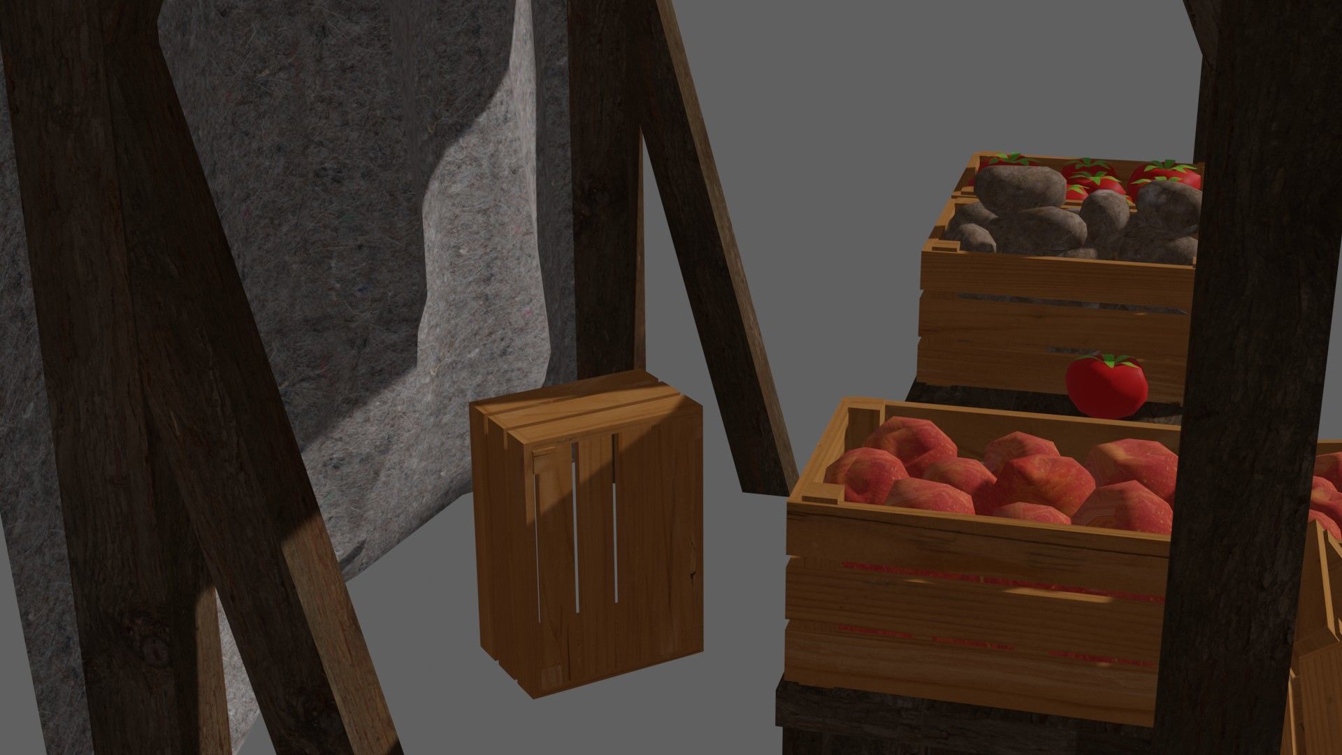Medieval Market Low-poly 3D model_5