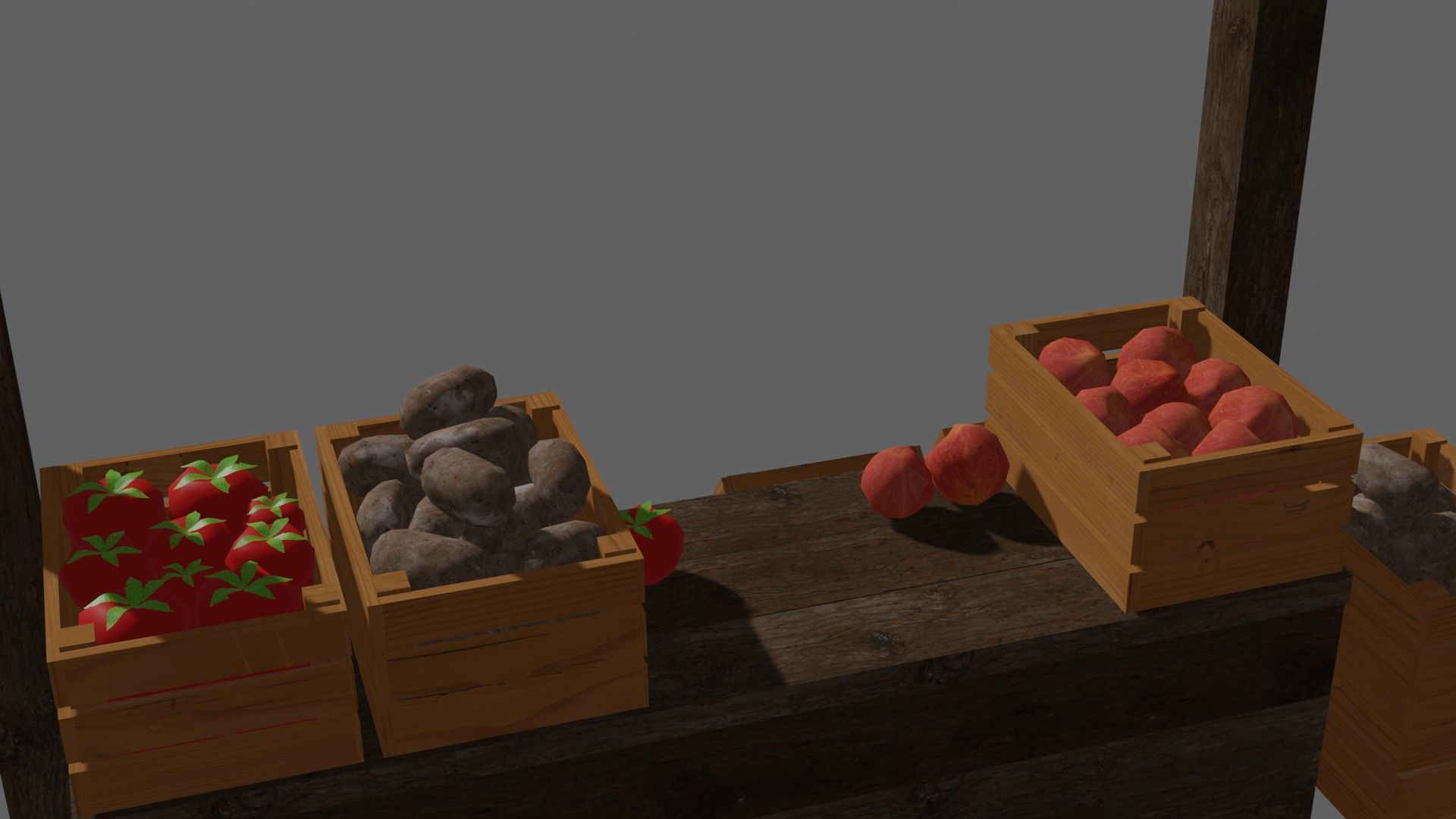Medieval Market Low-poly 3D model_4