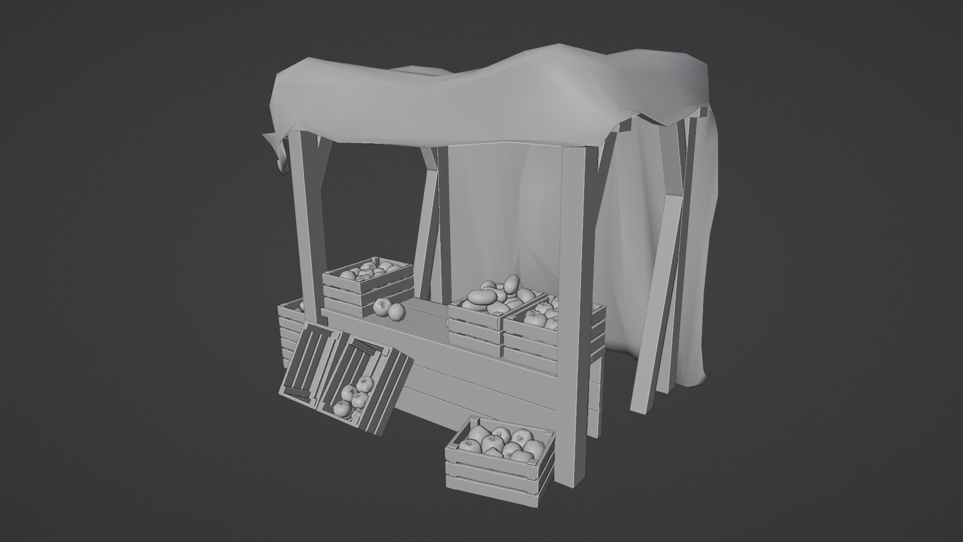 Medieval Market Low-poly 3D model_8