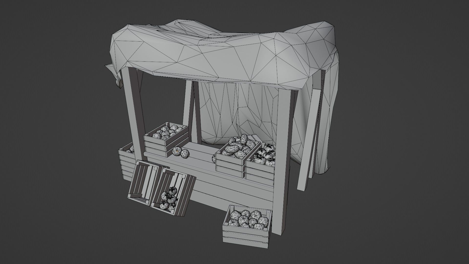 Medieval Market Low-poly 3D model_6