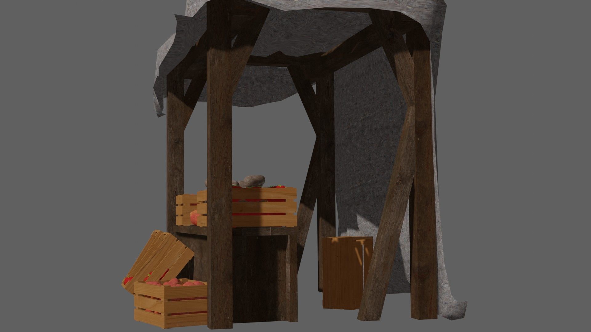 Medieval Market Low-poly 3D model_3