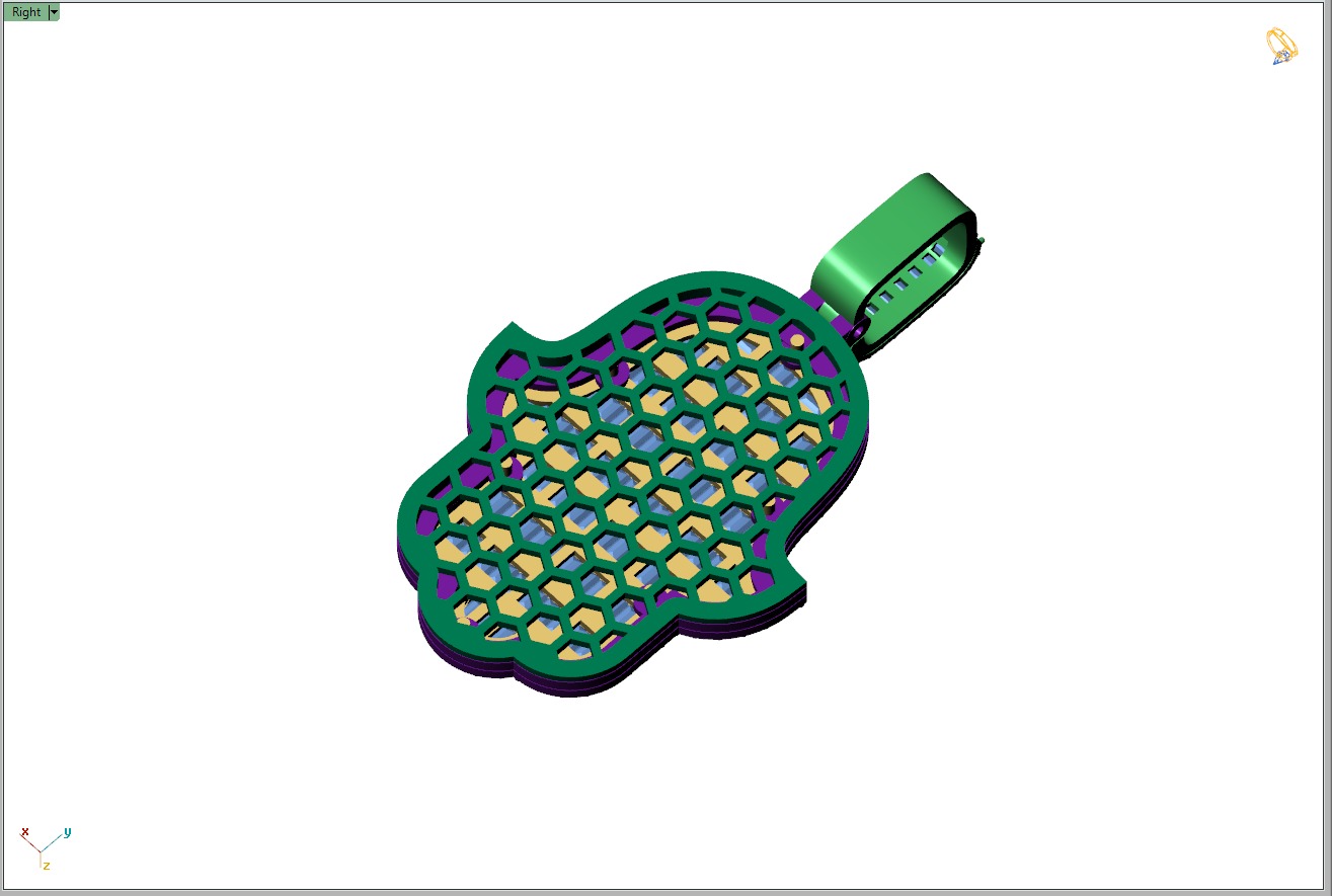 Custom Hamsa Hand Diamond Pendant - Hamsa Hand Necklace  3D print model_9