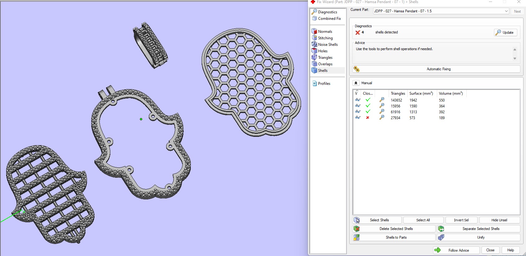 Custom Hamsa Hand Diamond Pendant - Hamsa Hand Necklace  3D print model_25
