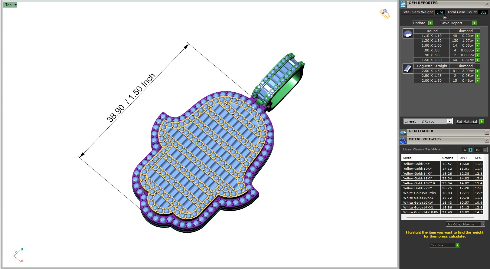 Custom Hamsa Hand Diamond Pendant - Hamsa Hand Necklace  3D print model_6