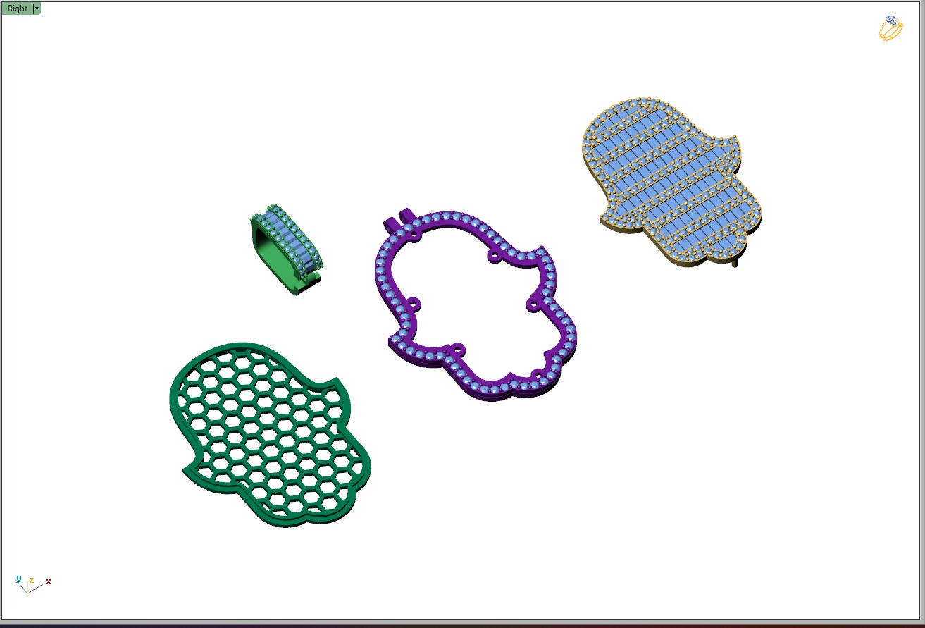 Custom Hamsa Hand Diamond Pendant - Hamsa Hand Necklace  3D print model_16