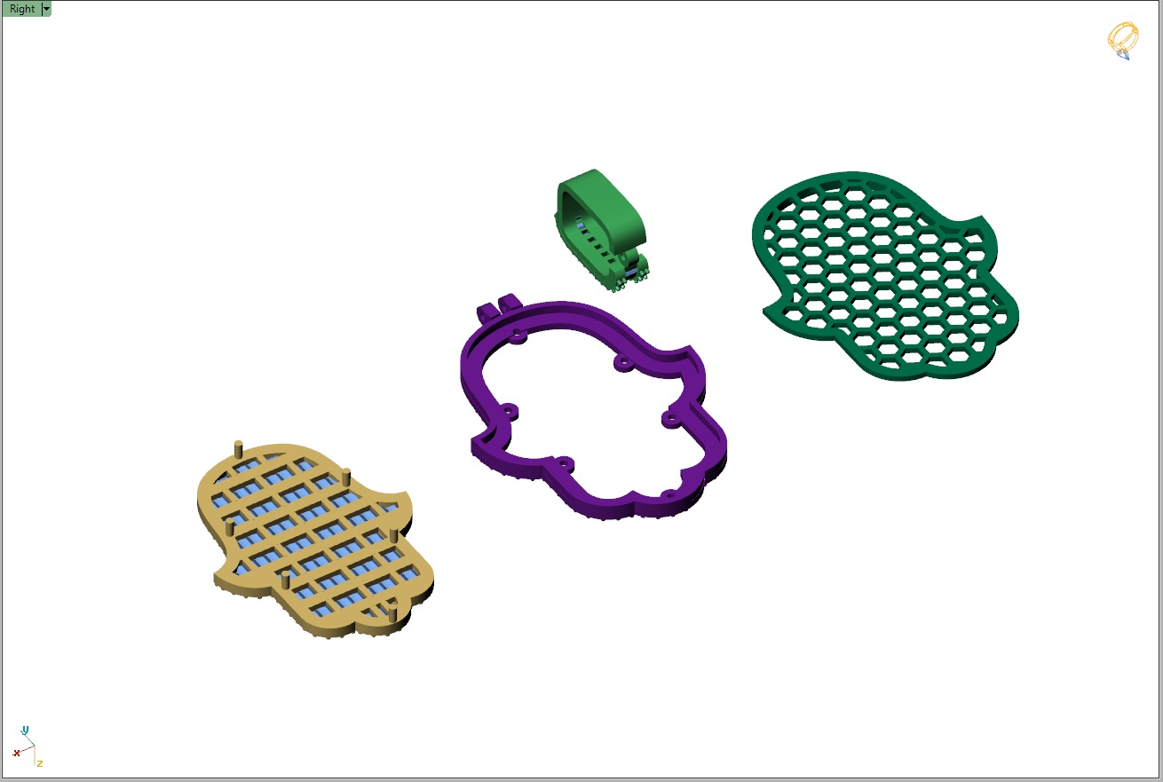 Custom Hamsa Hand Diamond Pendant - Hamsa Hand Necklace  3D print model_15