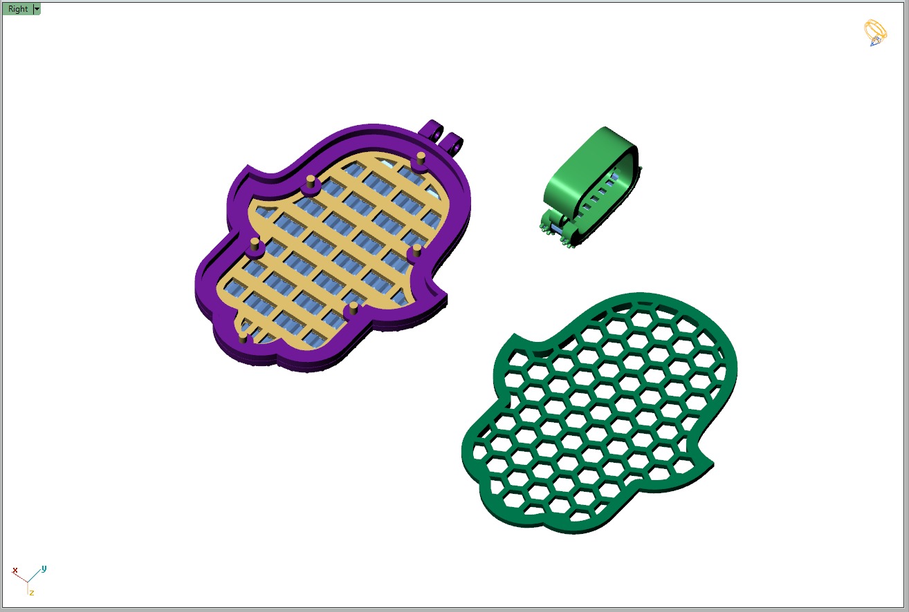 Custom Hamsa Hand Diamond Pendant - Hamsa Hand Necklace  3D print model_12