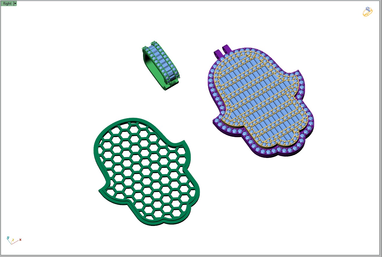 Custom Hamsa Hand Diamond Pendant - Hamsa Hand Necklace  3D print model_13