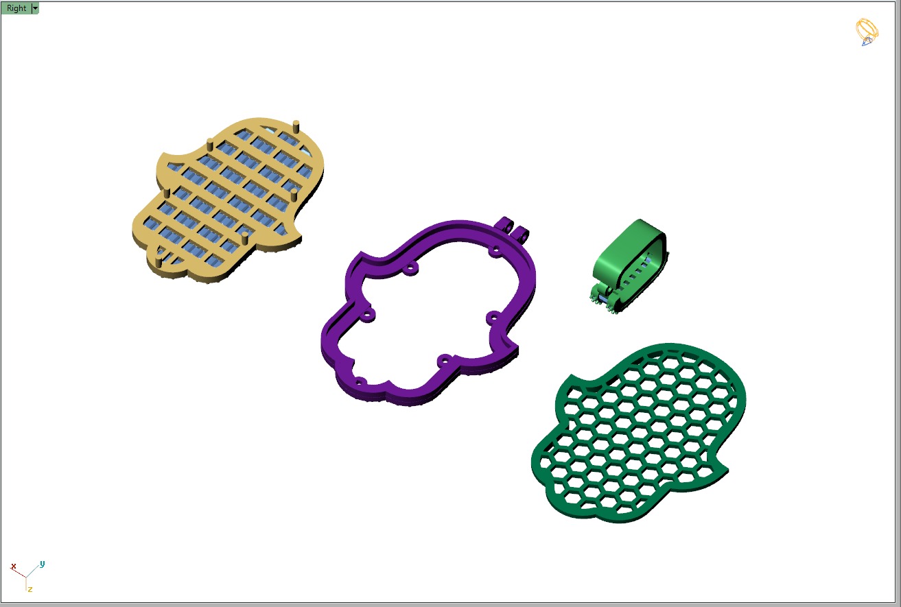 Custom Hamsa Hand Diamond Pendant - Hamsa Hand Necklace  3D print model_14