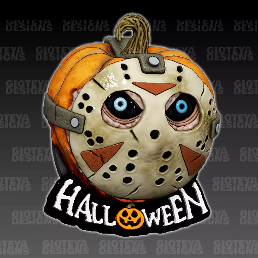 Halloween Pumpkin Friday The 13th v1 3D model_0