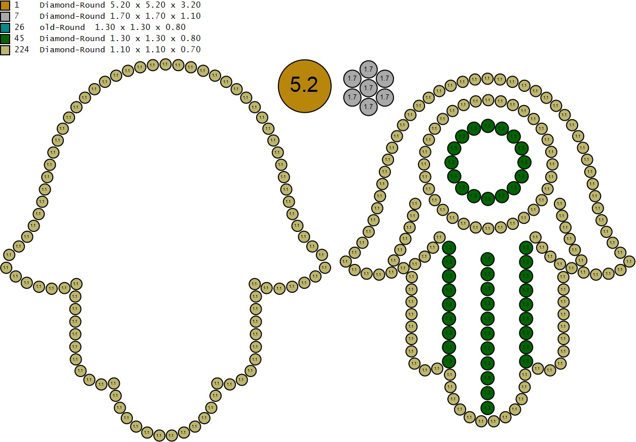 Custom Hamsa Hand Diamond Pendant - Hamsa Hand Necklace  3D print model_18