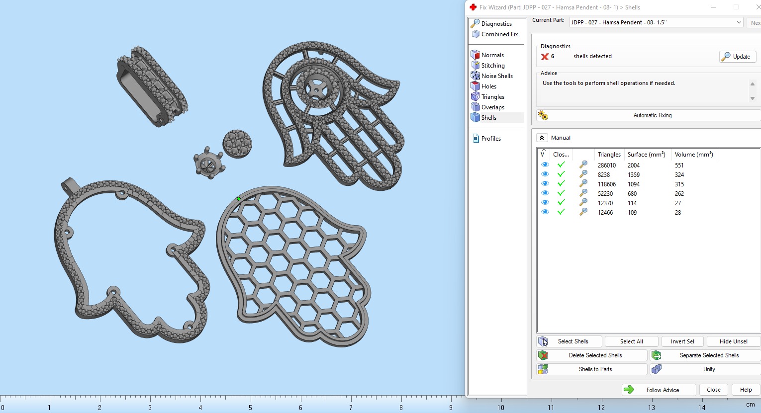 Custom Hamsa Hand Diamond Pendant - Hamsa Hand Necklace  3D print model_20