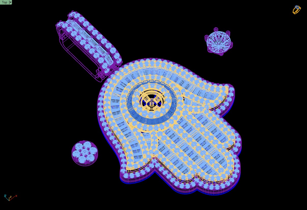 Custom Hamsa Hand Diamond Pendant - Hamsa Hand Necklace  3D print model_13