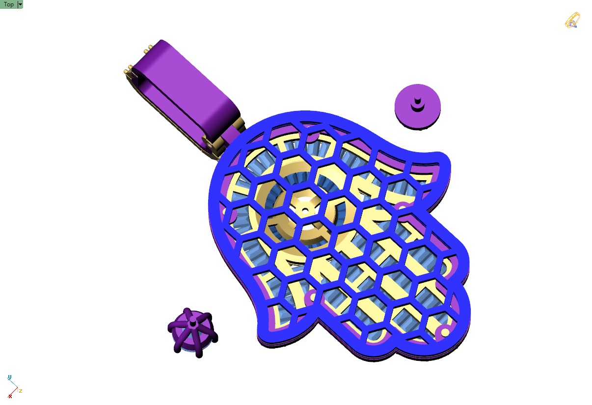 Custom Hamsa Hand Diamond Pendant - Hamsa Hand Necklace  3D print model_7